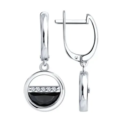 Серьги из серебра с фианитами из серебро