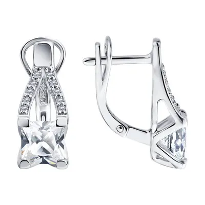 Серьги из серебра с фианитами из серебро