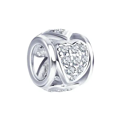 Подвеска-шарм для браслета с фианитами из серебро