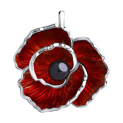 Подвеска из серебра с эмалью и чёрным жемчугом из серебро