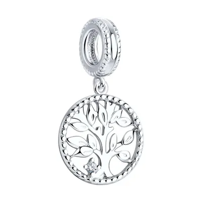 Подвеска - шарм из серебра с фианитами из серебро