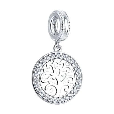 Подвеска - шарм из серебра с фианитами из серебро
