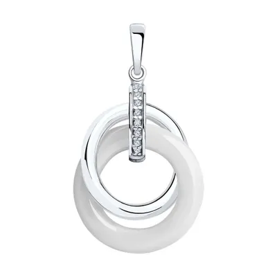 Подвеска из серебра с керамической вставкой и фианитами из серебро