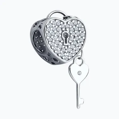 Подвеска - шарм из серебра с фианитами из серебро