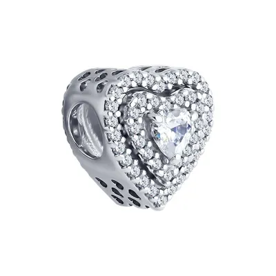 Подвеска-шарм  из серебра с фианитами из серебро