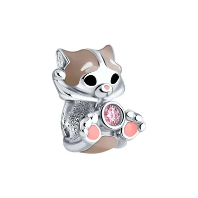 Подвеска-шарм  из серебра с фианитом и эмалью из серебро