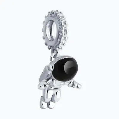 Подвеска -шарм из серебра с фианитами и эмалью из серебро