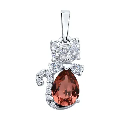 Подвеска из серебра с кристаллом и фианитами из серебро