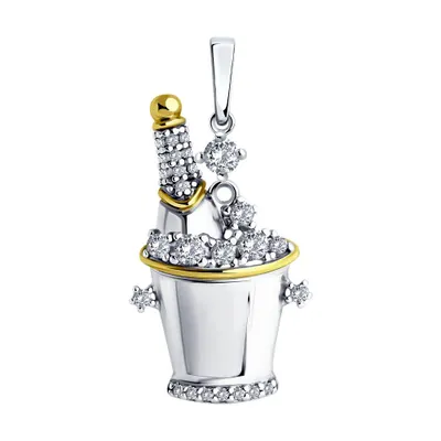 Подвеска из золочёного серебра с фианитами из серебро