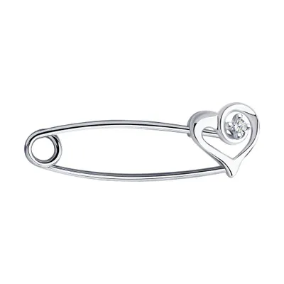 Брошь из серебра с фианитом из серебро