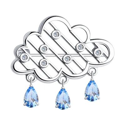 Брошь из серебра с фианитами из серебро