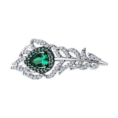 Брошь из серебра с фианитами из серебро