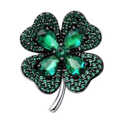 Брошь из серебра с фианитами из серебро