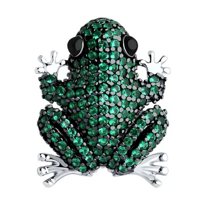 Брошь из серебра с фианитами и эмалью из серебро