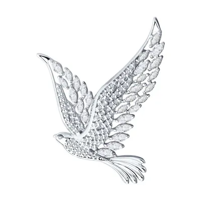 Брошь из серебра с фианитами из серебро