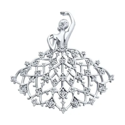 Брошь из серебра с фианитами из серебро