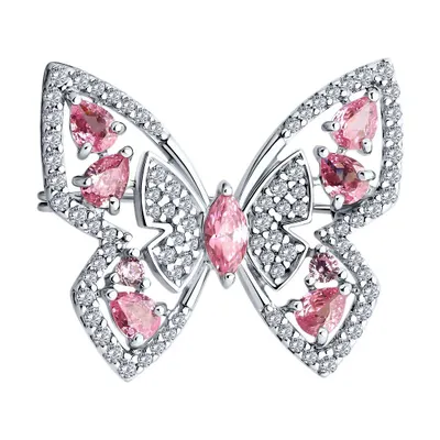 Брошь из серебра с фианитами из серебро