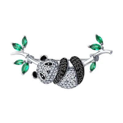 Брошь из серебра с фианитами и эмалью из серебро