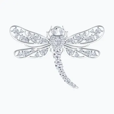 Брошь из серебра с фианитами из серебро