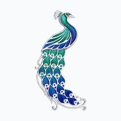 Брошь из серебра с фианитами и эмалью из серебро