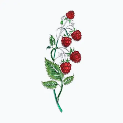 Брошь из серебра с фианитами и эмалью из серебро