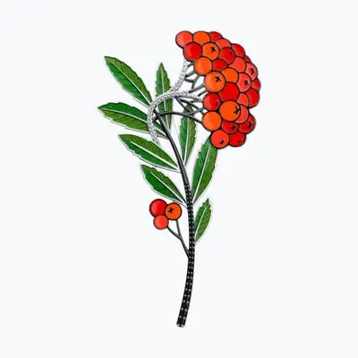 Брошь из серебра с фианитами и эмалью из серебро