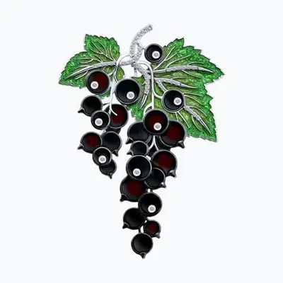 Брошь из серебра с фианитами и эмалью из серебро