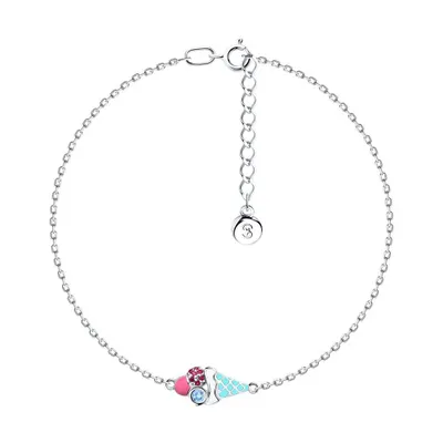 Браслет из серебра с эмалью и фианитами из серебро