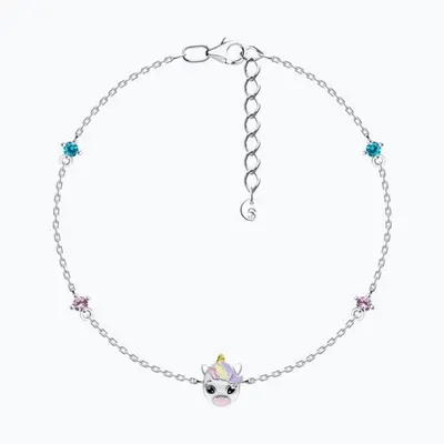 Браслет из  серебра с фианитами и эмалью из серебро