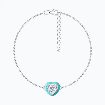 Браслет из серебра с фианитом и эмалью из серебро