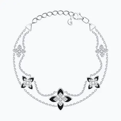 Браслет из серебра с фианитами и эмалью из серебро