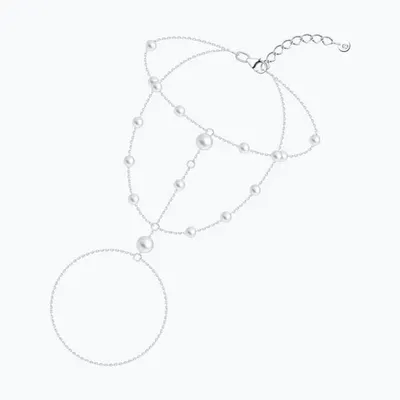 Браслет из серебра с синтетическим жемчугом из серебро