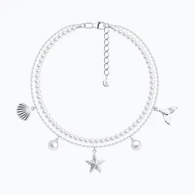 Браслет из серебра с синтетическим жемчугом из серебро