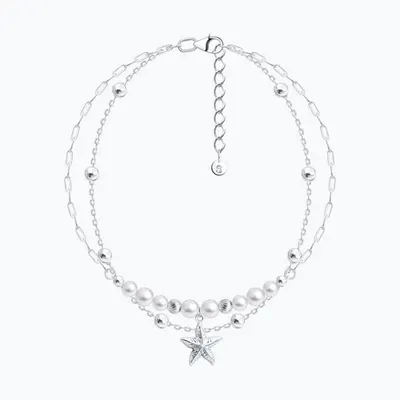 Браслет из серебра с синтетическим жемчугом из серебро