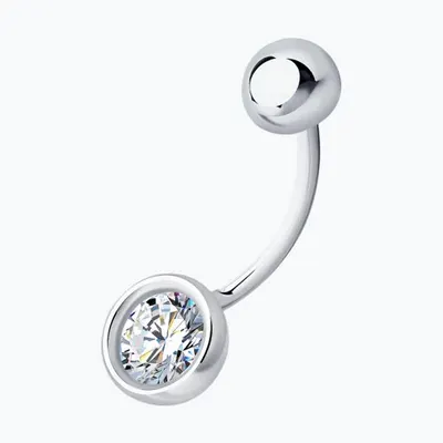 Пирсинг в пупок из серебра с фианитом из серебро