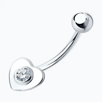 Пирсинг в пупок из серебра с фианитом из серебро