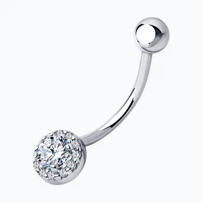 Пирсинг из серебра с фианитами из серебро