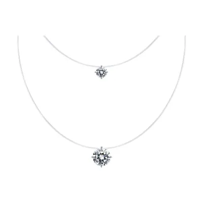 Колье на леске из серебра с фианитами из серебро