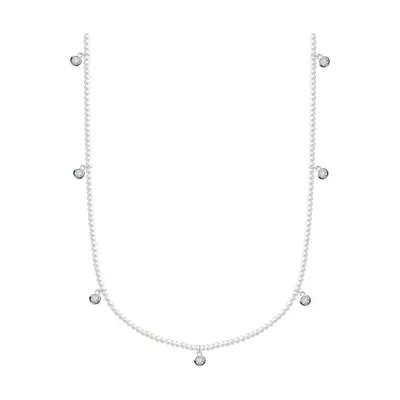 Колье из серебра с синтетическим жемчугом и фианитами из серебро