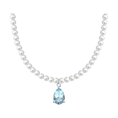 Колье из серебра с топазом и синтетическим жемчугом из серебро