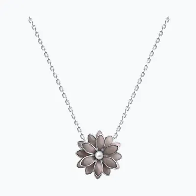 Колье из серебра с синтетическим жемчугом и эмалью из серебро