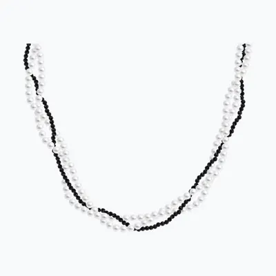 Колье из серебра с шпинелью и синтетическим жемчугом из серебро