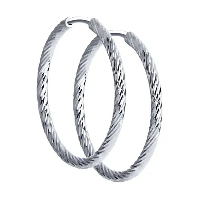 Серьги конго из серебра с алмазной гранью из серебро