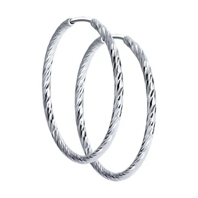 Серьги конго из серебра с алмазной гранью из серебро