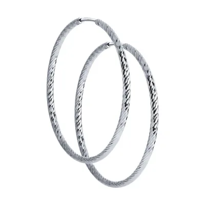 Серьги конго из серебра с алмазной гранью из серебро