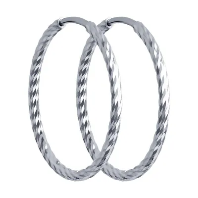 Серьги конго из серебра с алмазной гранью из серебро