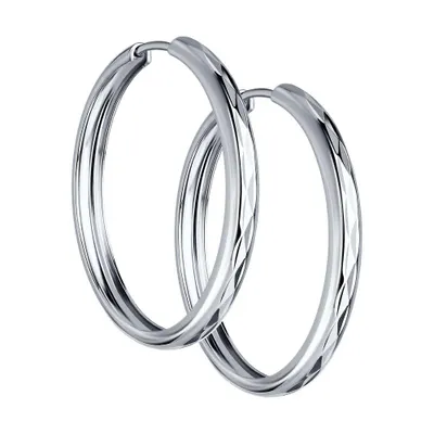 Серьги конго из серебра с алмазной гранью из серебро