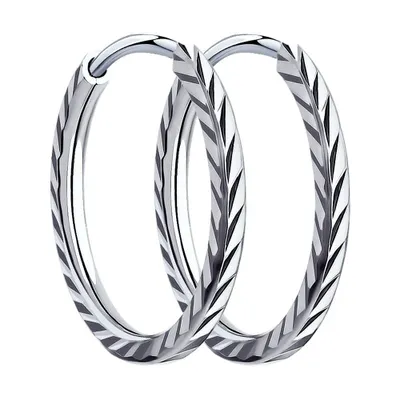 Серьги конго из серебра с алмазной гранью из серебро