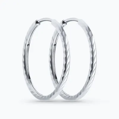 Серьги конго из серебра с алмазной гранью из серебро