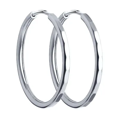 Серьги конго из серебра с алмазной гранью из серебро